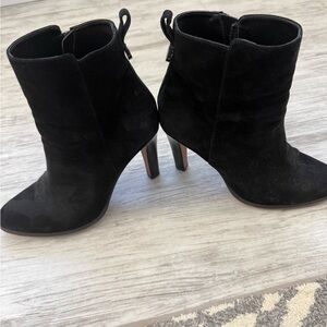 Coach Black Suede Ankle Booties with Block Heel